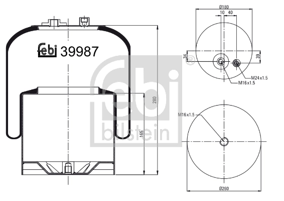 Купити RML95294C24 Blacktech Пневмоподушка/Пневморессора моста заднього