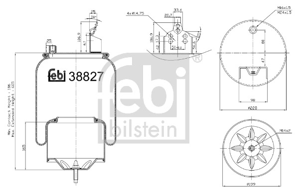 Пневмоподушка/Пневморессора моста RML78914C Blacktech