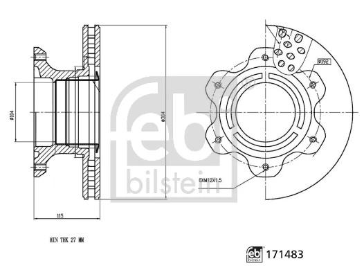 Задні дискові гальма Febi 171483 ціна, від 90.02 USD