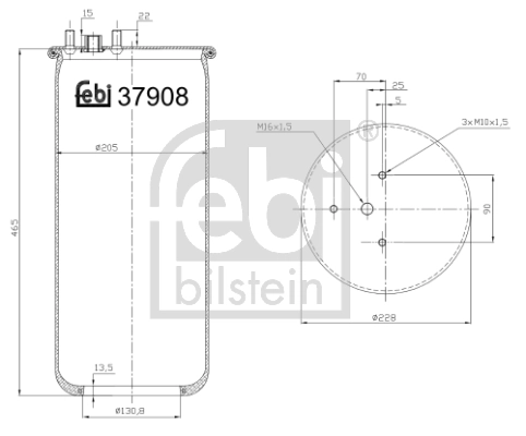 Купити RML7990C2 Blacktech Пневмоподушка/Пневморессора моста