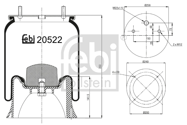 Пневмоподушка/пневморессора моста Blacktech RML75133CP5