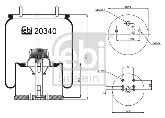 Пневмоподушка/Пневморессора моста RML7051C Blacktech