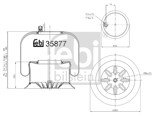 Пневмоподушка/Пневморессора моста Mercedes A9743200217 ціна, від 42.74 USD