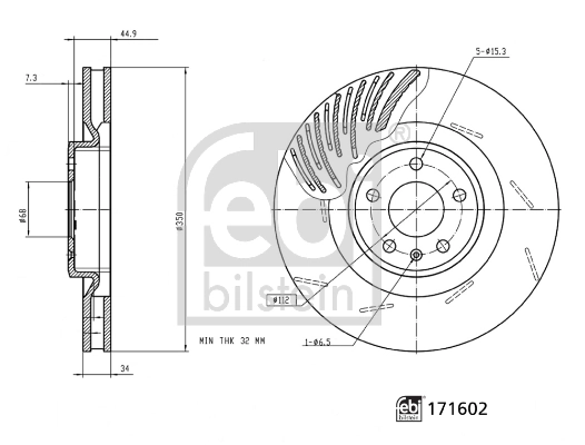 Диск переднього гальма Febi 171602 ціна, від 91.44 USD