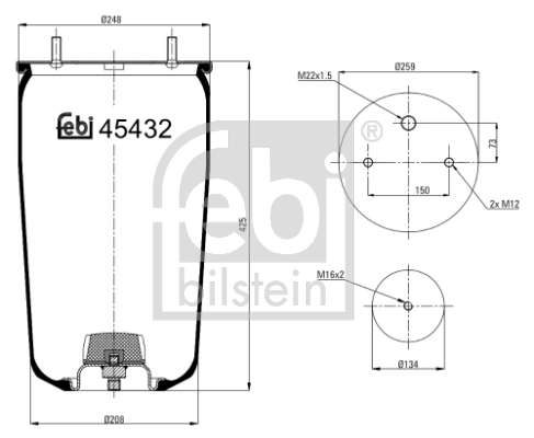 Пневмоподушка/Пневморессора моста RML75072 Blacktech