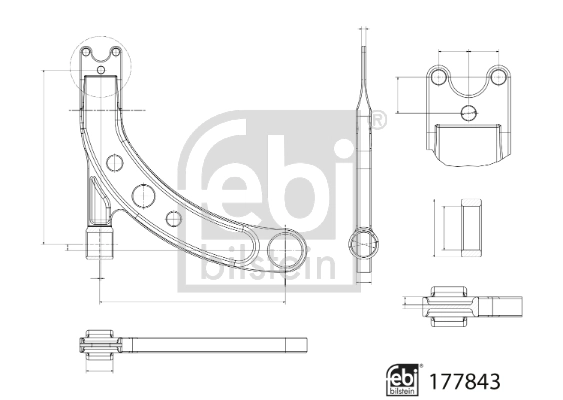 177843 Febi Важіль передньої підвіски нижній, правий