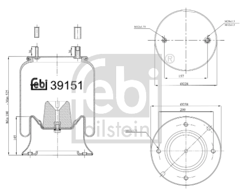 Купити RML75267C6 Blacktech Пневмоподушка/Пневморессора моста