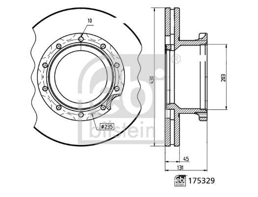 Диск переднього гальма Febi 175329 ціна, від 205.61 USD