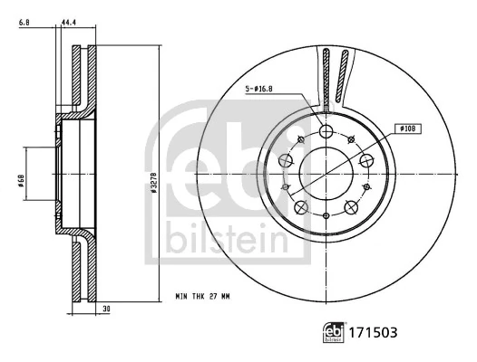 Диск переднього гальма Febi 171503 ціна, від 69.54 USD