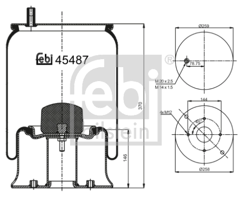 RML70081C Blacktech Пневмоподушка/пневморессора моста заднього