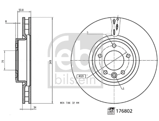 Диск переднього гальма Febi 176802 ціна, від 94.57 USD