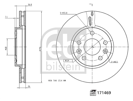 Диск переднього гальма Febi 171469 ціна, від 59.07 USD