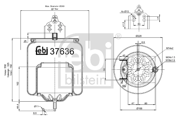 Купити RML77527C Blacktech Пневмоподушка/Пневморессора моста