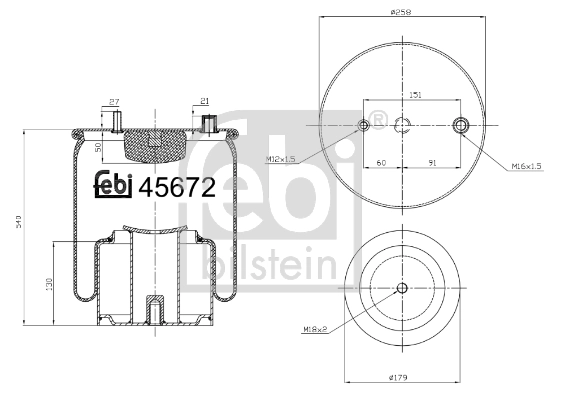Пневмоподушка/пневморессора моста Blacktech RML75973C2
