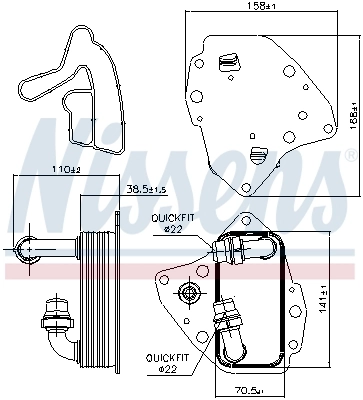 Радіатор масляний (холодильник), під фільтром Nissens 90996