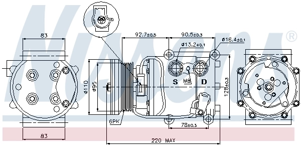 Компресор кондиціонера 89071 Nissens