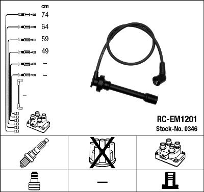 Дроти запалювання NGK RCEM1201 ціна, від 45.38 USD