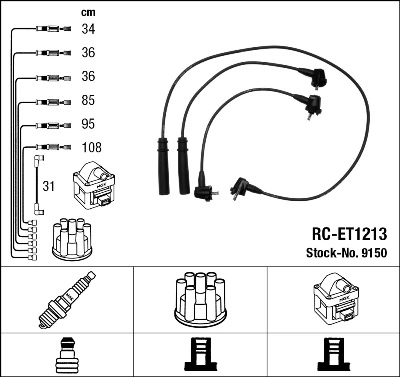 Дроти запалювання NGK RCET1213 ціна, від 38.91 USD