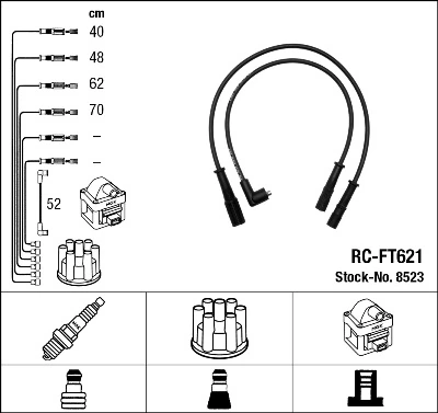 Дроти запалювання NGK RCFT621 ціна, від 19.34 USD