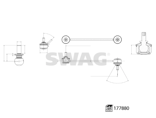 33104347 Swag Стійка стабілізатора, переднього, ліва