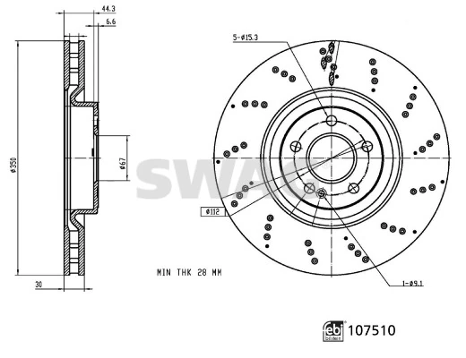 Диск переднього гальма Polcar BS0986479F10 ціна, від 81.83 USD