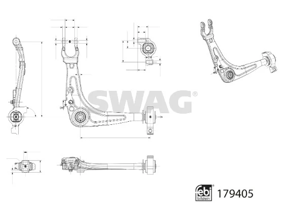 33104907 Swag Важіль передньої підвіски нижній, правий
