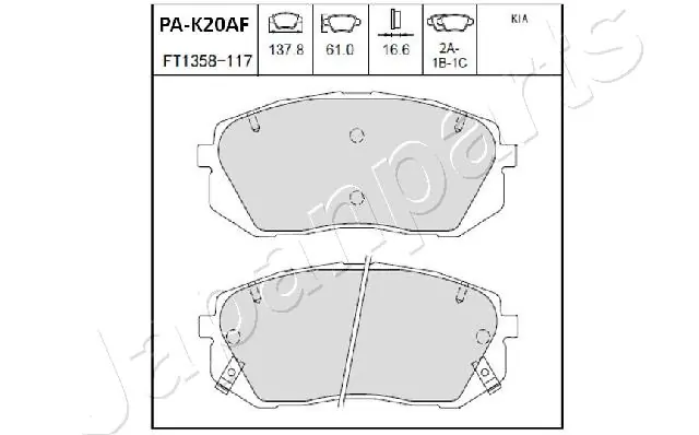 PAK20AF Japan Parts Передні гальмівні колодки