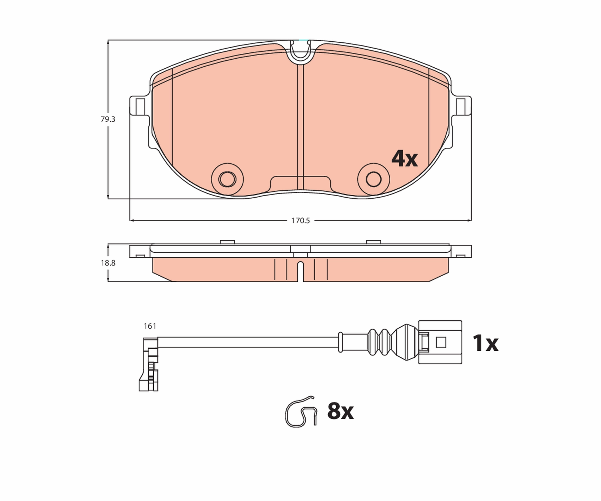  Передні тормозні колодки Volkswagen Transporter 