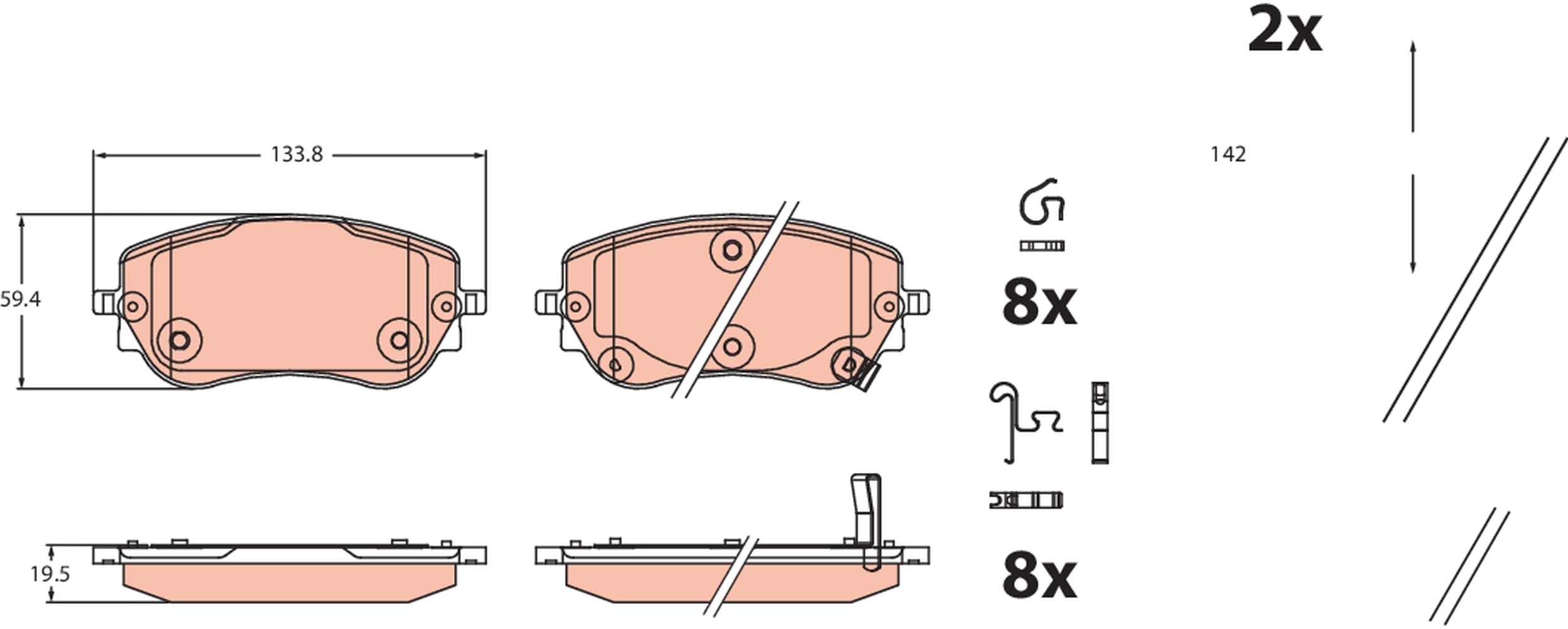 77368941 Fiat/Alfa/Lancia Передні гальмівні колодки