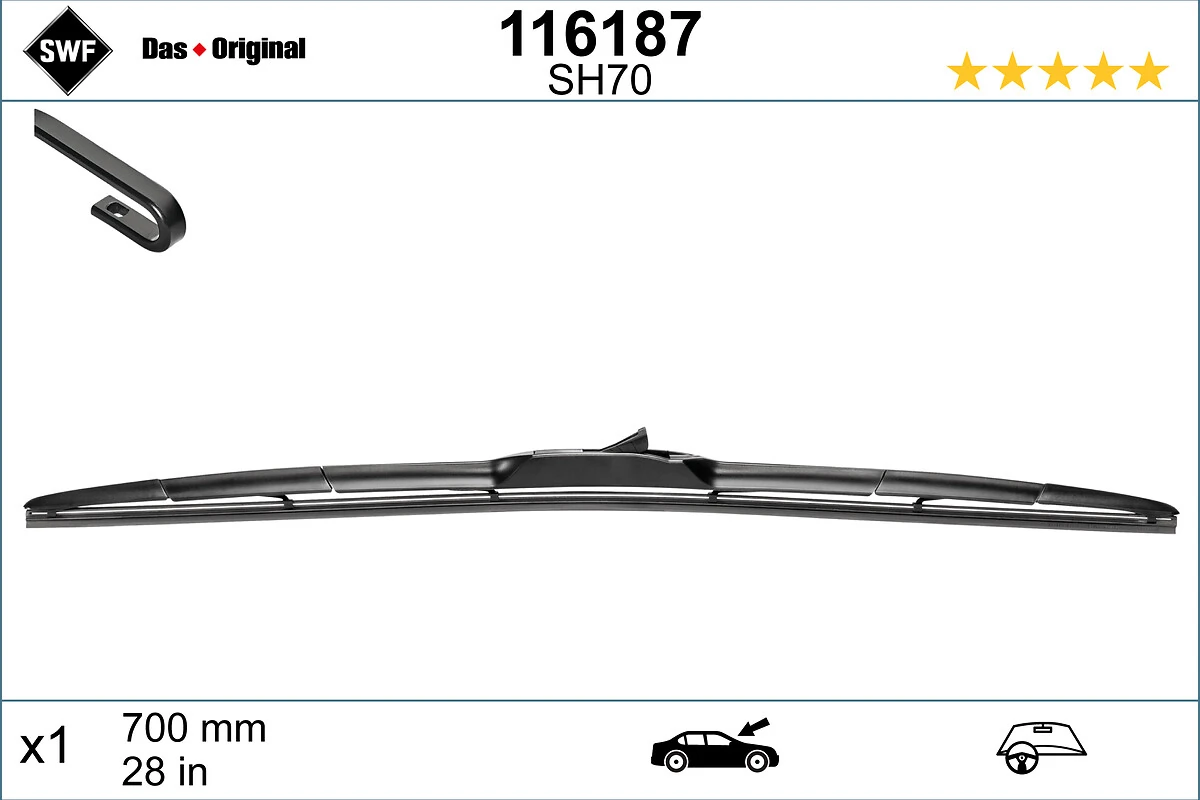 Щітка-двірник лобового скла, водійська SWF 116187 ціна, від 17.53 USD