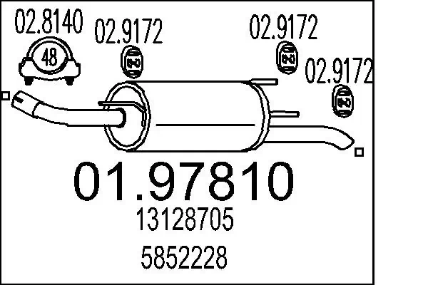 13128705 Peugeot/Citroen Глушник, задня частина