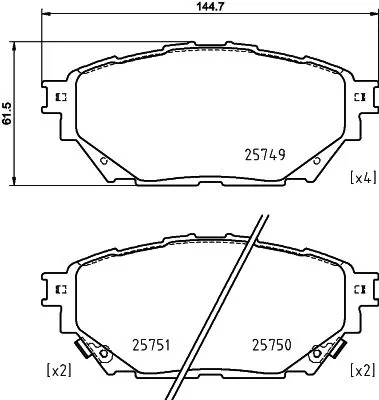 ML253521 Mitsubishi Передні гальмівні колодки