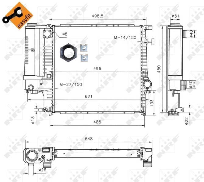 Купити 53849 NRF Радіатор двигуна
