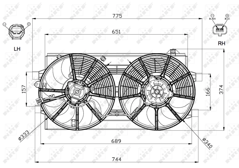 Дифузор радіатора охолодження, в зборі з двигуном і крильчаткою 50W103 FPS