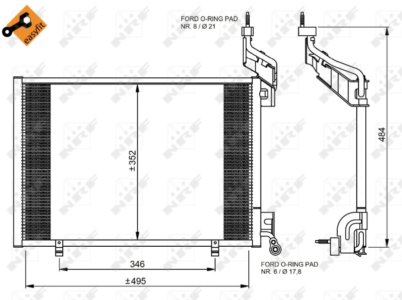 Радіатор кондиціонера 35976 NRF