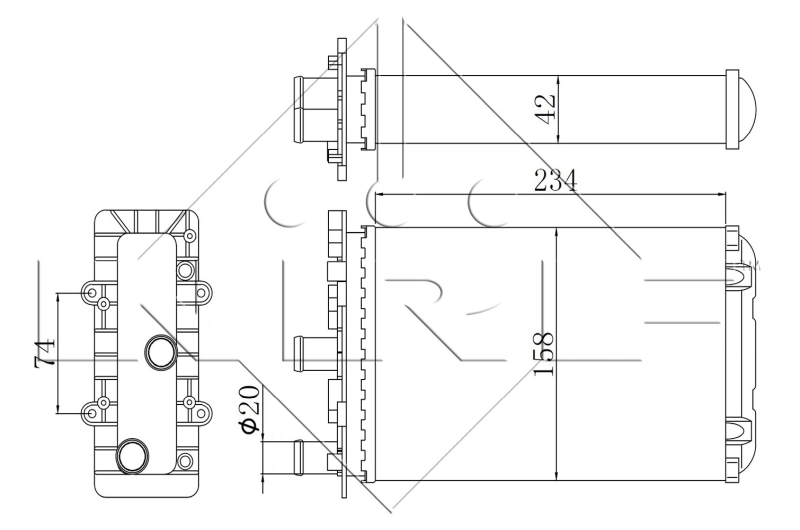 Радіатор пічки (обігрівача), задній NRF 54321