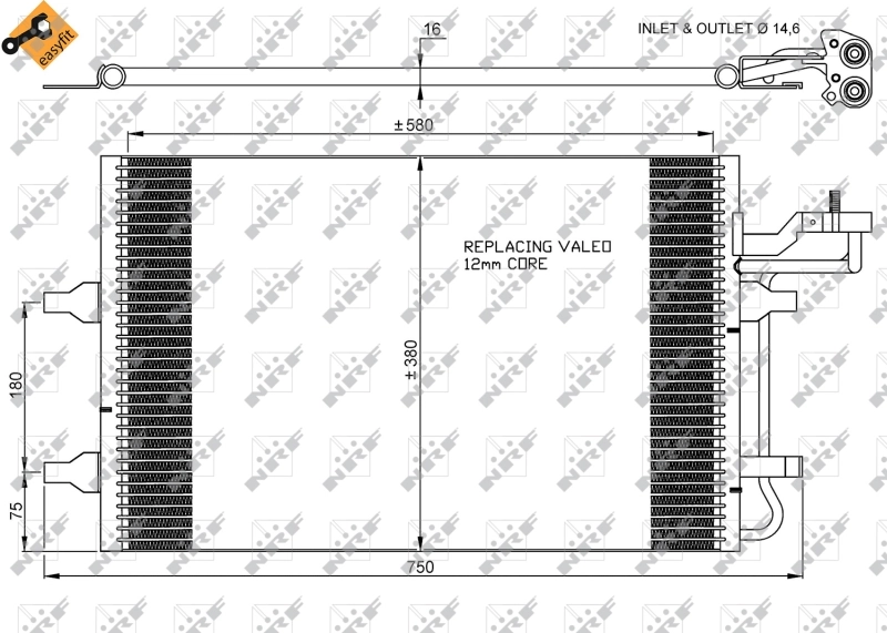Радіатор охолодження кондиціонера NRF 35770