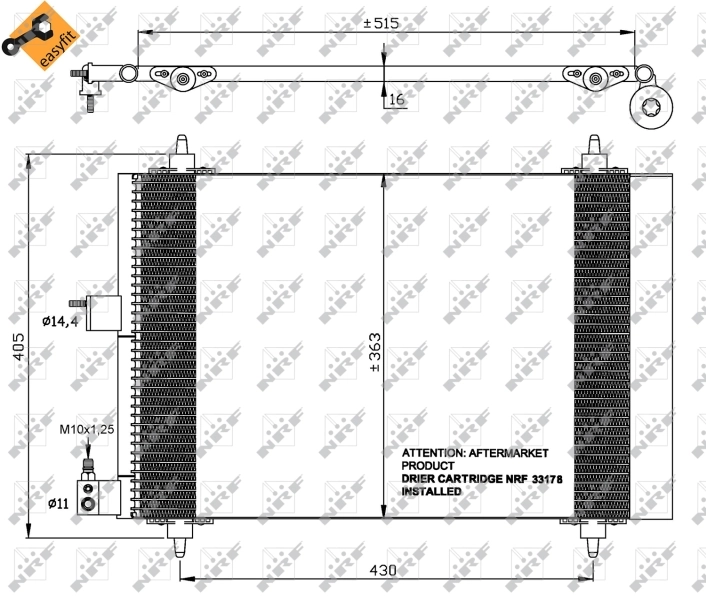 Радіатор охолодження кондиціонера NRF 35414