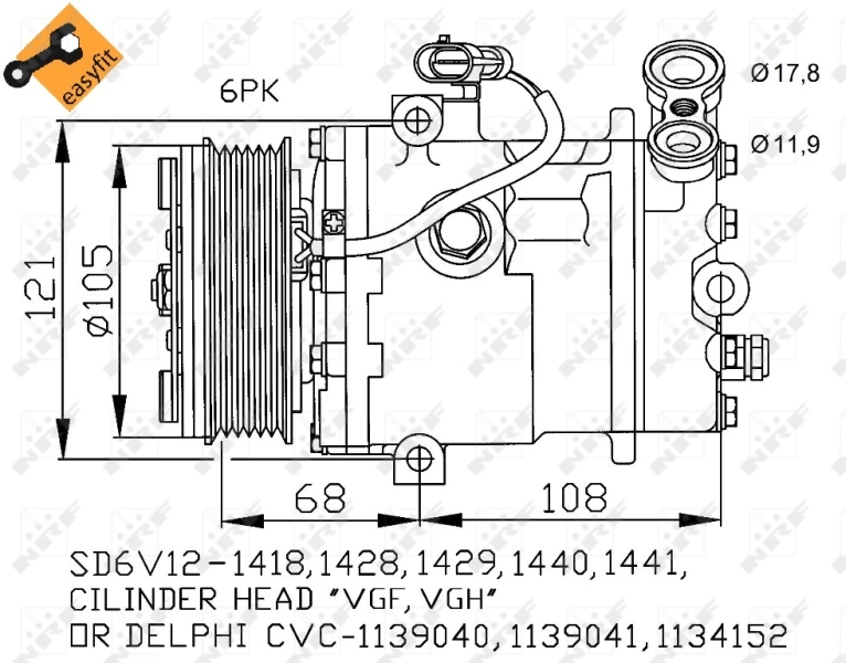 Компресор кондиціонера SD6V121418F Sanden