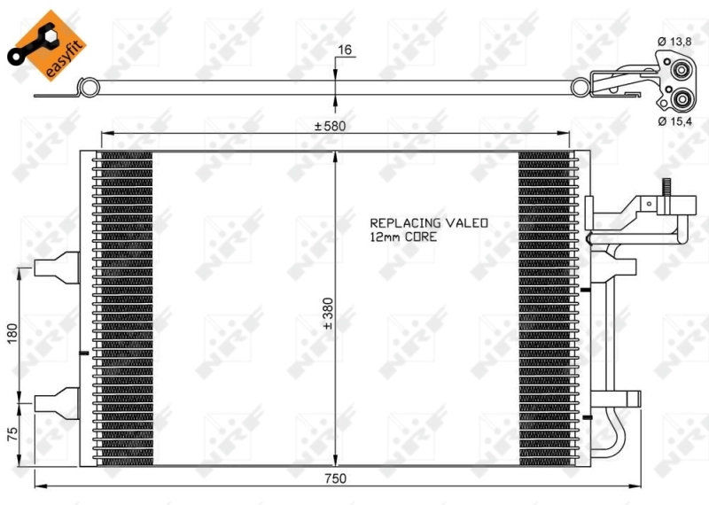 Радіатор охолодження кондиціонера NRF 35842