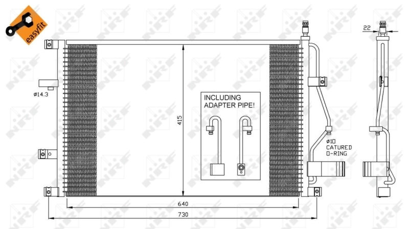 Радіатор охолодження кондиціонера NRF 35413
