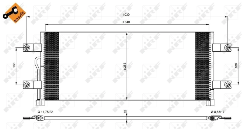 Радіатор охолодження кондиціонера NRF 350075