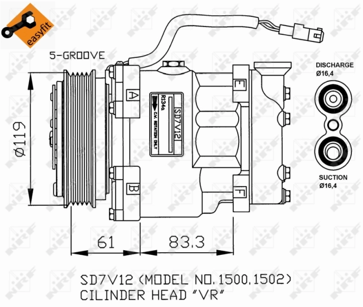 Компресор системи кондиціювання MSG SD7V121500 ціна, від 102.36 USD