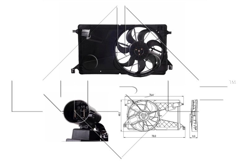 Купити 44W125 FPS Дифузор радіатора охолодження, в зборі з двигуном і крильчаткою