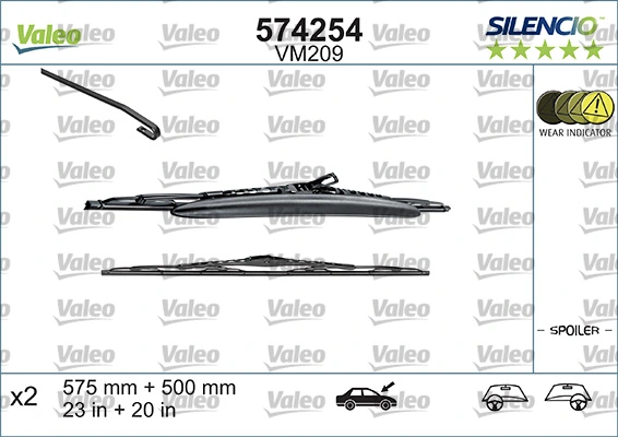 Щітка-двірник лобового скла, комплект з 2-х шт. VALEO 574254 ціна, від 43.57 USD