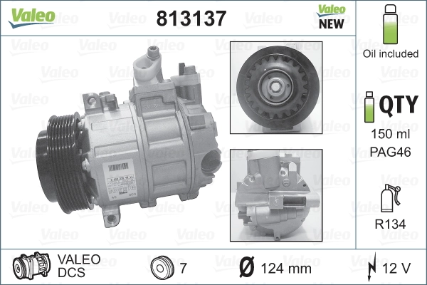 Компресор системи кондиціювання VALEO 813137 ціна, від 335.63 USD