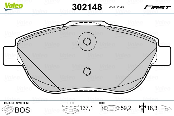 302148 VALEO Передні гальмівні колодки