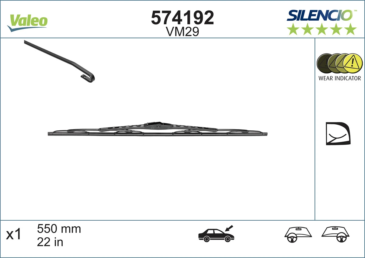 Щітка-двірник лобового скла, комплект з 2-х шт. VALEO 574192 ціна, від 4.41 USD