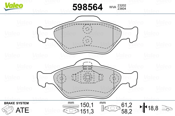 598564 VALEO Передні гальмівні колодки