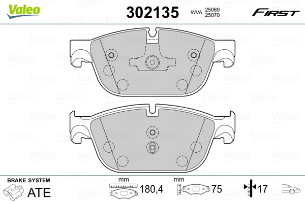 302135 VALEO Передні гальмівні колодки